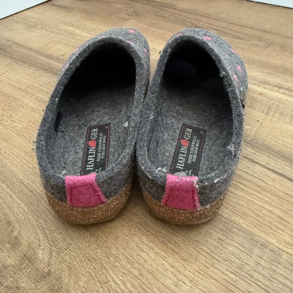 Haflinger Couricini Clogs Grey With Heart Embroidery Cozy Arch Support Wool 37 - Picture 9 of 9